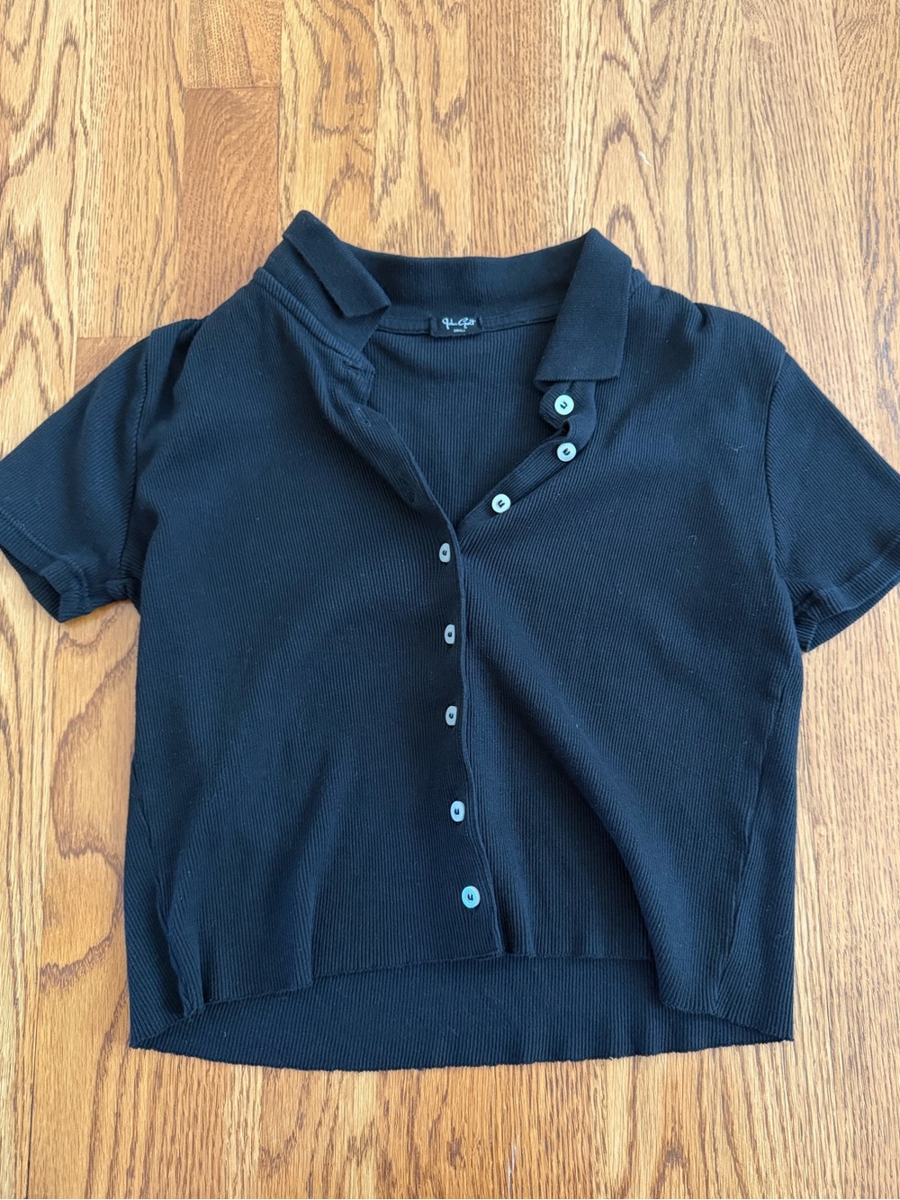 Brandy Melville John Galt Black Button Down Collared Shirt